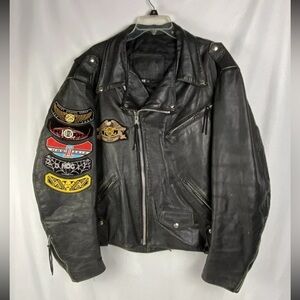 Vintage 90s Harley Davidson Leather Jacket Bike Patches Hog Mens Sz 50 USA Made